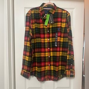 U.S. Polo Assn. Plaid logo pocket front button up flannel